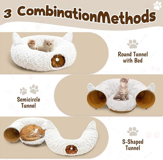 OurWarm Cat Tunnel Bed for Indoor Cats, Soft Plush Cat Donut Tunnel - Image 2