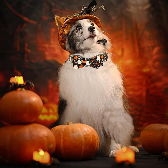 Halloween Dog Collar, Ghost Print Adjustable Pet Collar Fall Pumpkin Cute - Image 5