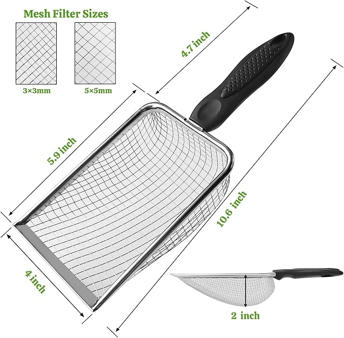 2Pcs Cat Litter Scoop Metal Stainless Steel Mesh Kitty Litter Scoop - Image 3