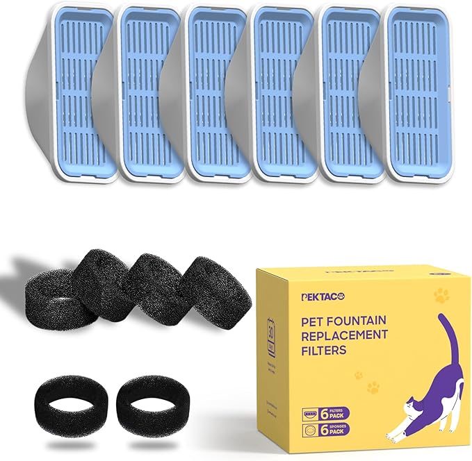 PEKTACO Cat Water Fountain Replacement Filters & Pre-Filter Sponges - Image 7