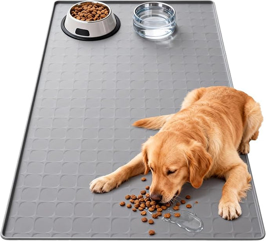 Extra Large 34x22 Inch Silicone Pet Food Mat by TCULOSD