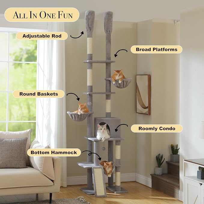 PAWZ Road Tall Cat Tree, Floor to Ceiling Cat Tower - Image 3