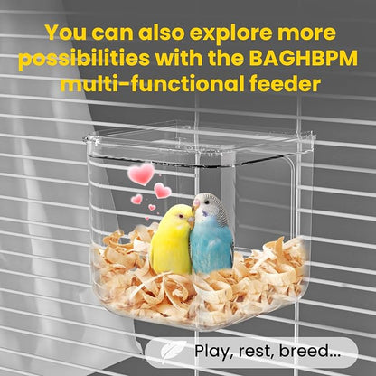 No Mess Automatic Bird Feeder, Transparent Seed Food Container, Bird Cage - Image 8