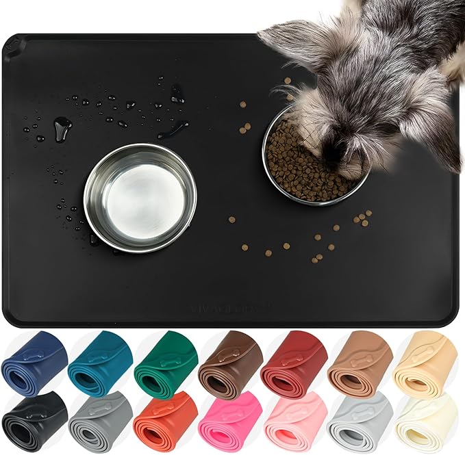 VIVAGLORY Dog Food Mat Flexmat Dog Bowl Mat, Placemat Food Tray by Vivaglory