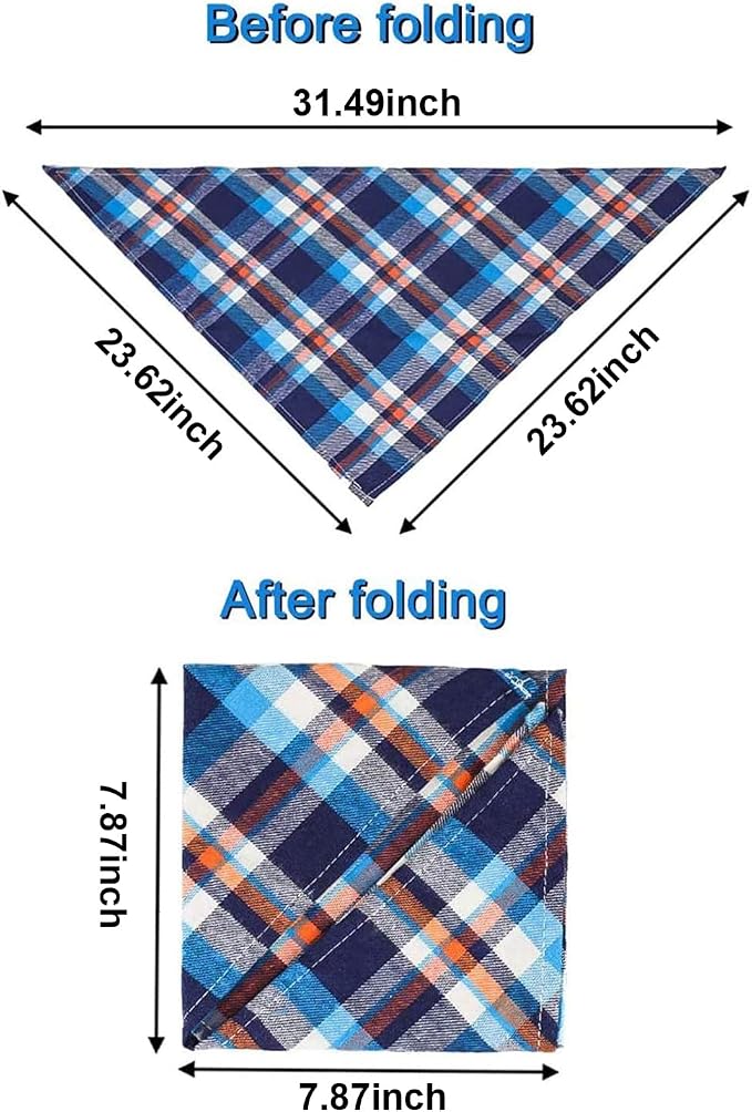 8 Pack Large Dog Bandanas, Reversible Plaid Dog Bandanas Boy Girl Painting Bibs - Image 2