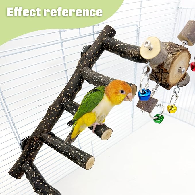 BNOSDM Natural Wood Bird Ladder Perch - Image 3