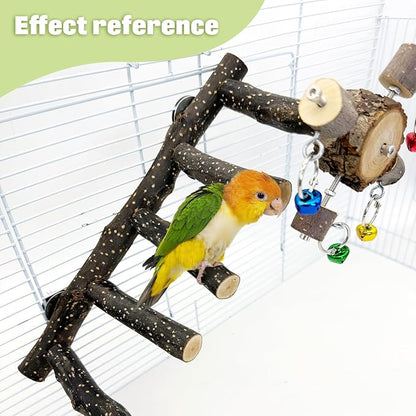 BNOSDM Natural Wood Bird Ladder Perch - Image 3