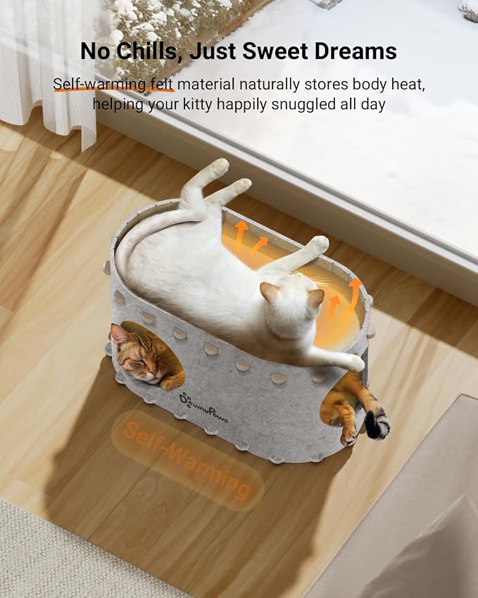 DownyPaws Cat House for Indoor Cats, Cat Bed Cave for Multiple & Large Cats Up - Image 3