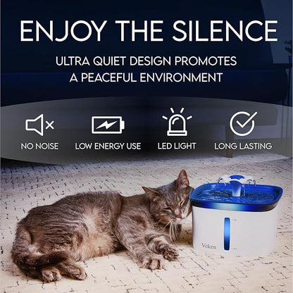 Veken Innovation Award Winner 95oz/2.8L Pet Fountain, Automatic Cat Water - Image 6