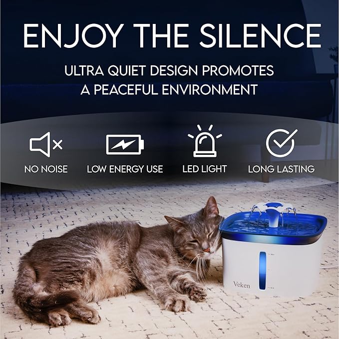 Veken Innovation Award Winner 95oz/2.8L Pet Fountain, Automatic Cat Water - Image 6