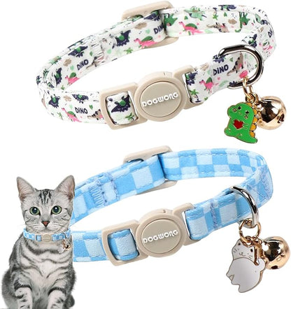 2 Pack Dinosaur Cat Collars Breakaway by DOGWONG
