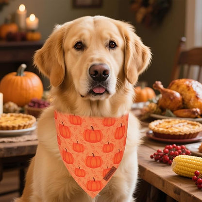 PTDECOR Thanksgiving Fall Dog Bandanas, Happy Thanksgiving Pumpkin Triangle - Image 2