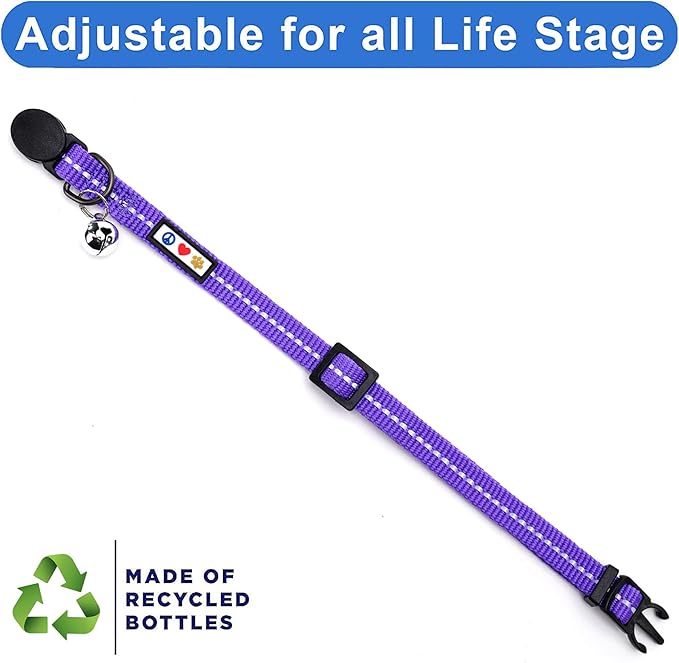 Pawtitas Recycled Purple Reflective Cat Collar – Eco-Friendly Breakaway Safety - Image 5
