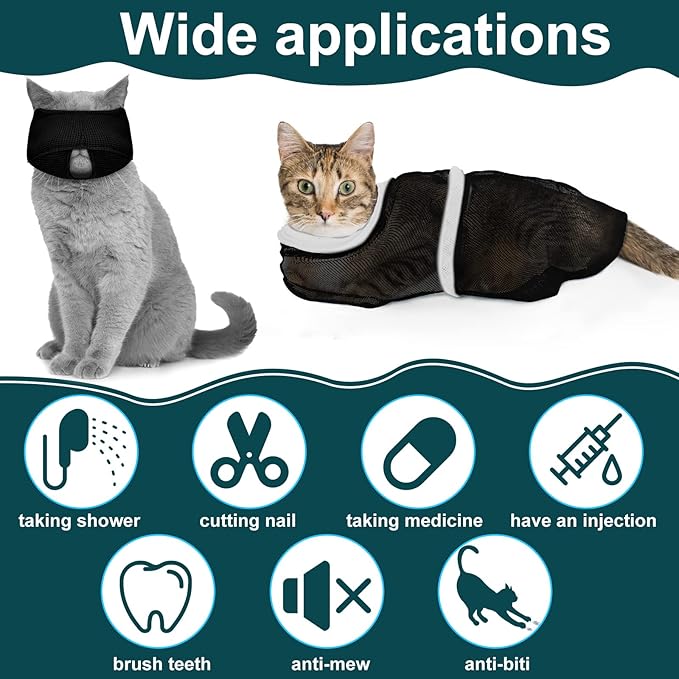 9 Pcs Cat Bathing Bag Set Cat Shower Bag Anti Bite and Scratch - Image 6