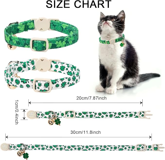 Cat Collar, Spring Green Shamrock Cat Collar - Image 4