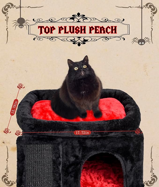 SYANDLVY Gothic Cat Tree with Coffin Bed - Image 6