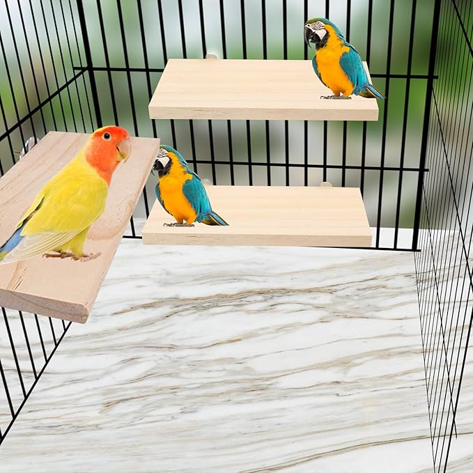4 Pack Bird Perch Stand 12.4×5.3 Inch Parrot Wood Platform Rectangle Wood Perch - Image 6