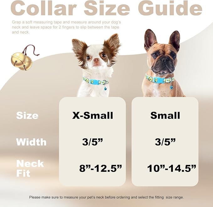 Small Dog Collar with Bell for Small Dogs, Adjustable Sunflower Print Collar - Image 4
