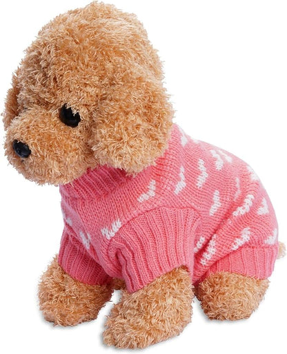 Dxhycc Dog Knitted Sweater Dog Heart Sweater Puppy Sweater Warm Soft Pet - Image 4