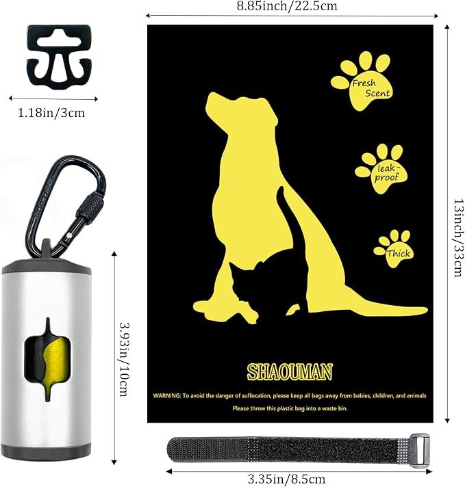 Metal Dog Poop Bag Holder 2-Pack w/Leash Clip|Durable Scratch-Resistant - Image 4