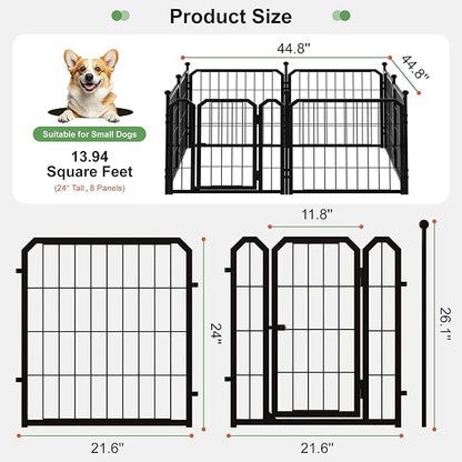 Dog Playpen for Indoor & Outdoor, 24 inch 8 Panels Metal Puppy Playpen for - Image 2