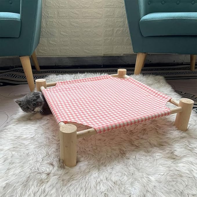 Pozico Elevated Cat & Dog Bed – Wooden Frame Pet Hammock - Image 5