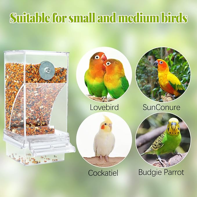 Rypet 2 Pack No Mess Automatic Bird Feeder Transparent Food Container Cage - Image 6