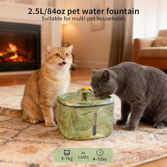 Cat Water Fountain, 2.5L/84oz Cat Fountain - Image 2