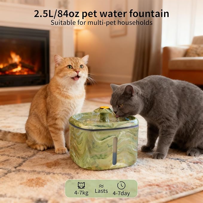 Cat Water Fountain, 2.5L/84oz Cat Fountain - Image 2