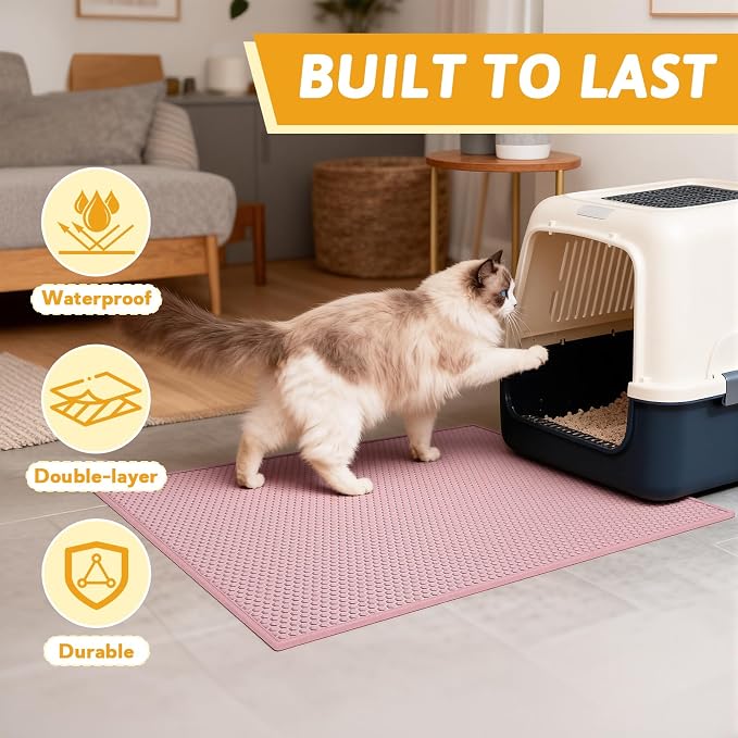 Pieviev Cat Litter Mat Double Layer Waterproof Urine Proof Trapping Mat 1 Pack) - Image 7