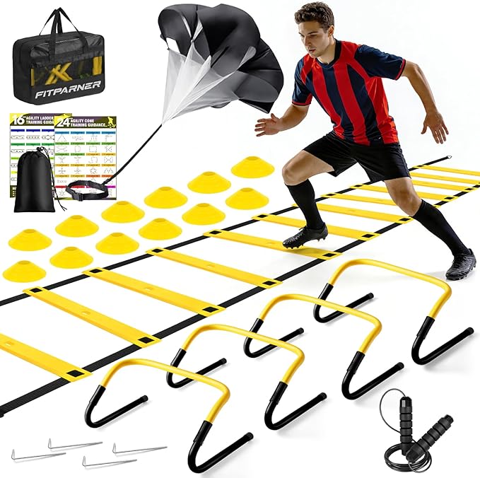 Agility Ladder, Soccer Football Training Equipment Set - 20ft Speed Ladder by FITPARNER