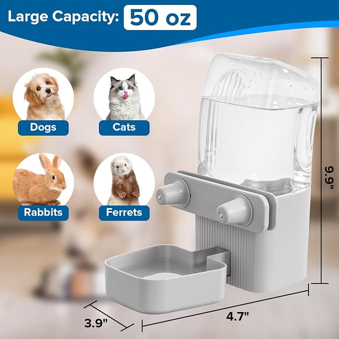 Kenond 50 oz Rabbit Water Dispenser, Gravity Dog Water Bowl Dispenser - Image 3