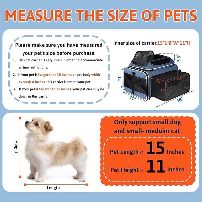 Petskd Top and Side Expandable Pet Carrier 18x11x11 Inches Delta United Airline - Image 3