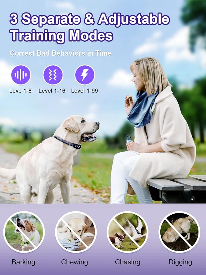 Bousnic Dog Shock Collar 2 Dogs - 3300 ft Waterproof Training Collar - Image 3