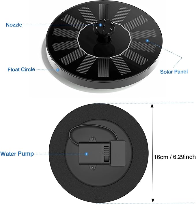 Solar Fountain Water Pump for Bird Bath, Floating Solar Powered Water Fountain - Image 4