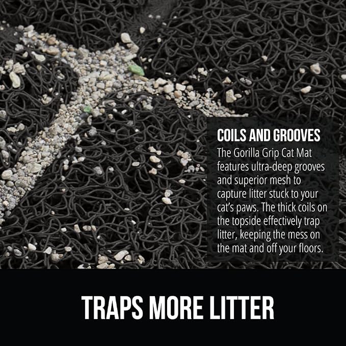GORILLA GRIP Cat Litter Box Mat, Water Resistant, US Designed Kitty Litter - Image 3