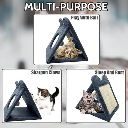 Fhiny Triangle Cat Scratching Post, Natural Sisal Cat Standing Scratch Board - Image 4