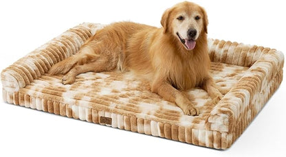 Cute Dog Bed for Extra Large Dogs, Faux Rabbit Fur Orthopedic Dog Bed by COZYKISS