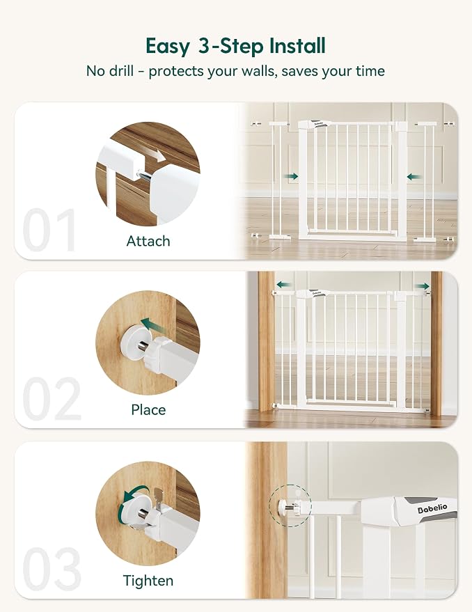 Babelio 29-55 Inch Extra Wide Baby/Dog Gate, PressGuard P7, Metal Auto Close - Image 4