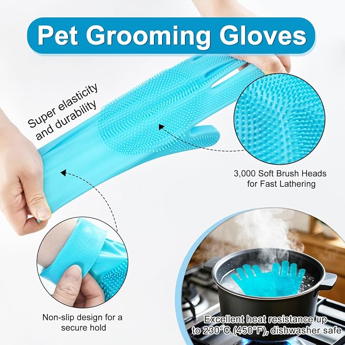 Enmaipet 4-in-1 Dog Grooming Brush, Dog Bath Brush Set, Adjustable Handle - Image 6