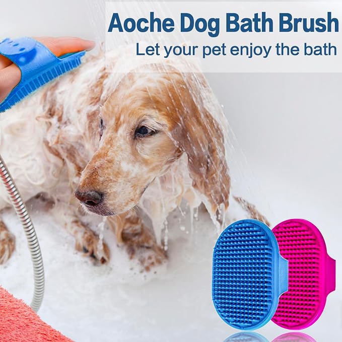 Dog Bath Brush Pet Bath Comb Brush Soothing Massage Rubber Comb 2pcs - Image 6