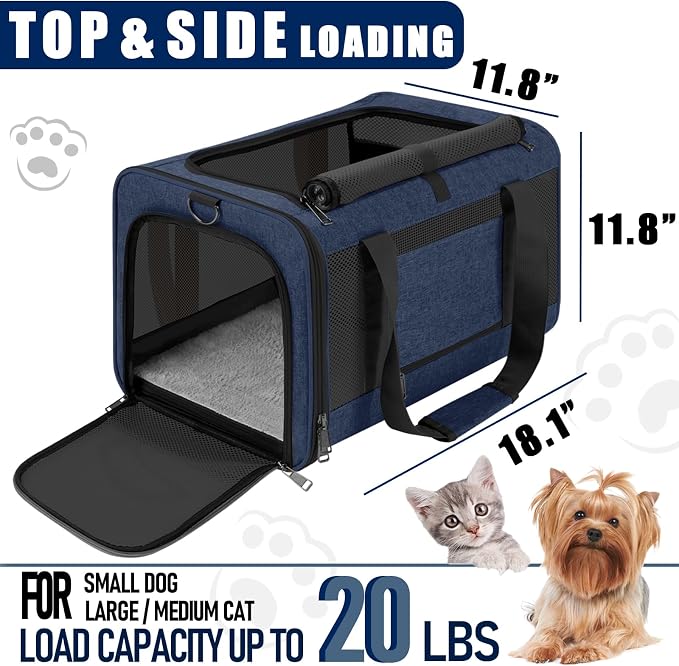 Dog Carrier Soft/Cat Crates Large Cat 20 to 25 pounds/Softsided Pet Car Travel - Image 7