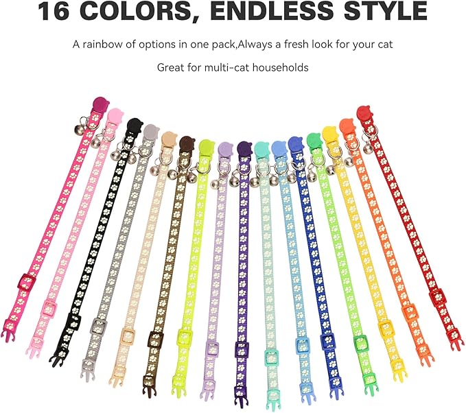 16 PCS Breakaway Cat Collars, Kitten Collar - Image 3