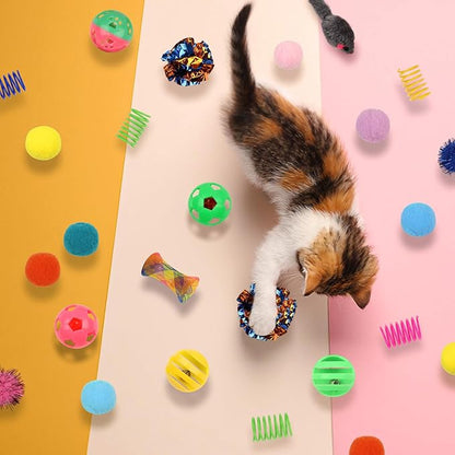 Kitten Toys, Cat Mouse Toy, Kitten Sparkle Crinkle Balls Furry Soft Pom Pom - Image 7