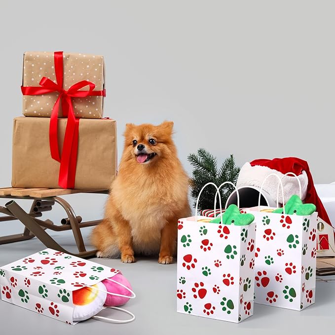 Blulu 20 Pcs Christmas Red Green Puppy Dog Paw Gift Bags - Image 6