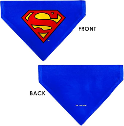 DC Comics Pet Bandana Superman Shield Logo Blue Red Yellow Slip On Collar - Image 3