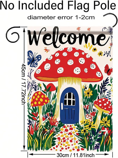 Mushroom House Garden Flag 12x18 Inch Welcome Yard Banner Whimsical Fairy Tale - Image 8