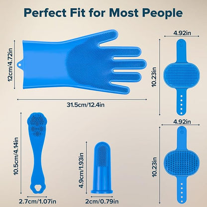 6PCS Pet Grooming Kit for Dogs, Cats and Horses | Dog Washing Gloves | Dog Bath - Image 7