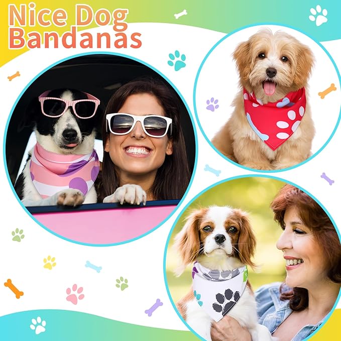 100 Pcs Paw Dog Bandanas Bulk Pet Bibs Colorful Triangle Scarf Paw Pattern Pet - Image 4