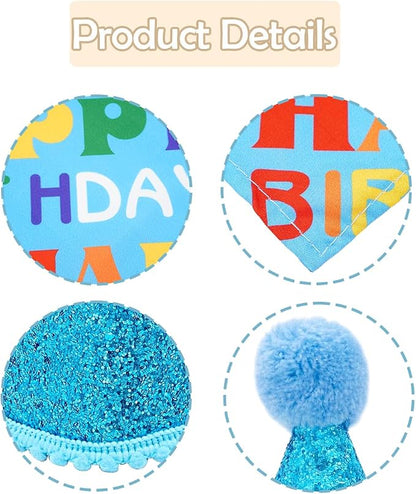 PET SHOW 3Pcs Blue Small Dog Birthday Bandana Set - Image 3